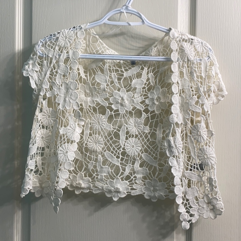 Charlotte Russe lacy white summer sweater/coverup